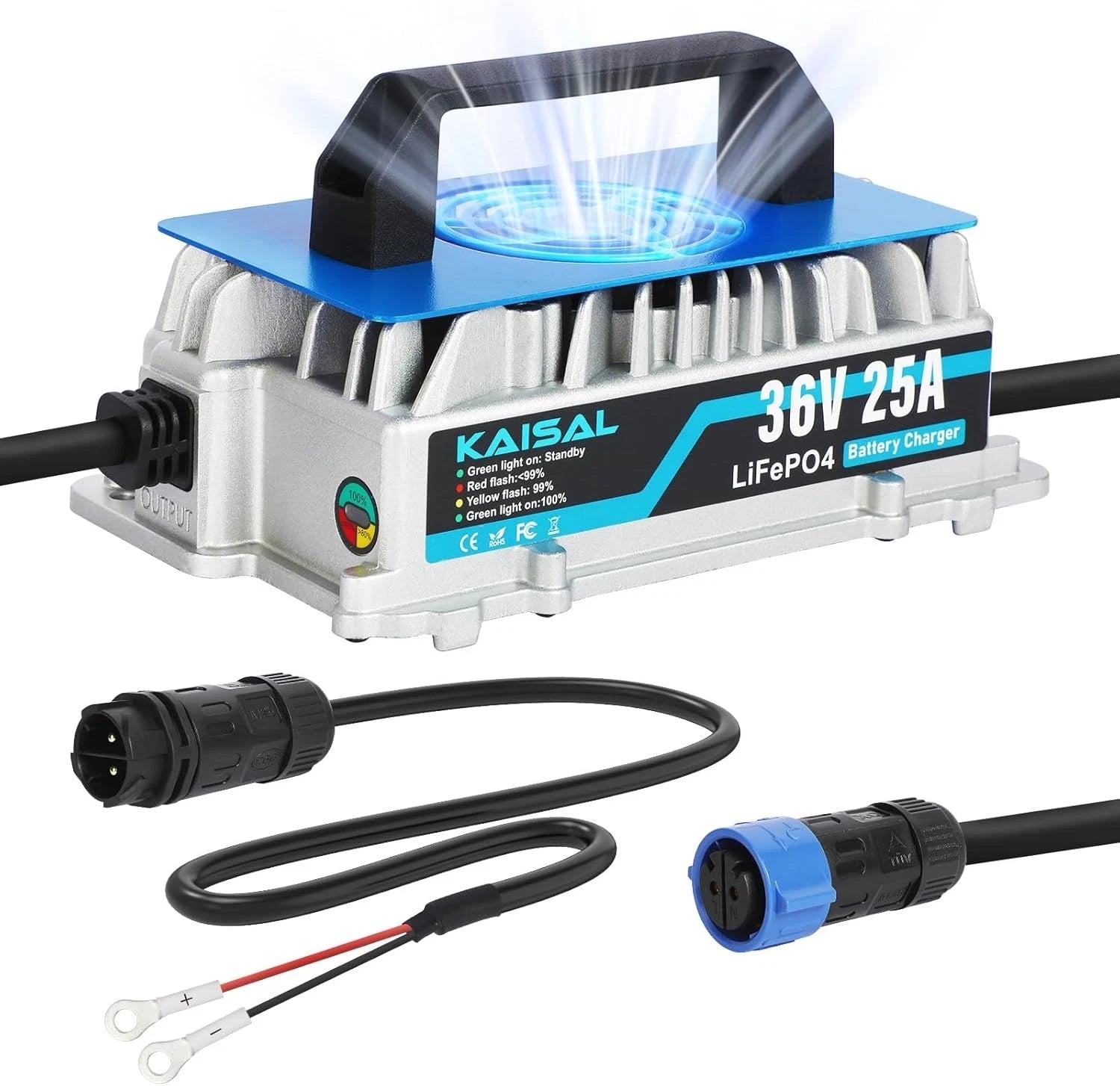 LiFePO4 Battery Charger 36V 25A Lithium Battery Charger for Golf Cart, Forklift