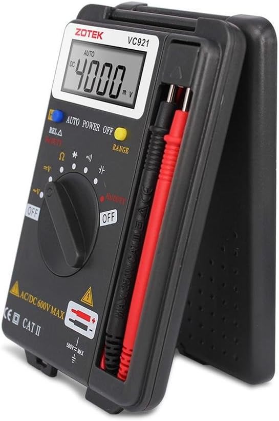 Digital Multimeter, Auto Ranging Pocket Digital Multimeter Digital Multi Tester - AC DC Voltage DC Current Resistance Diodes Capacitance Transistor Measuring Instrument (VC921)