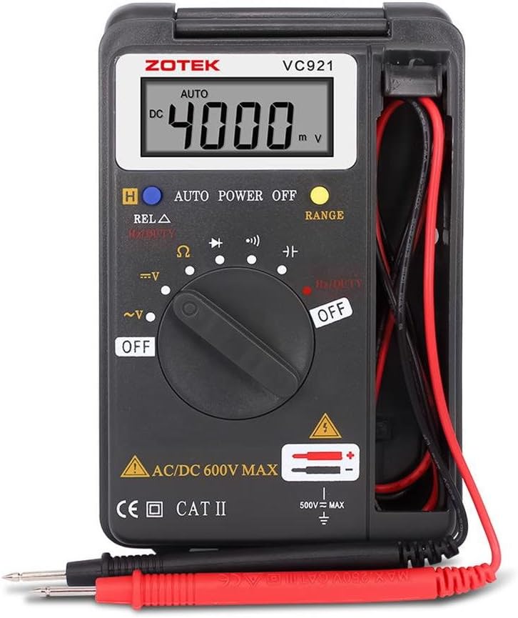 Digital Multimeter, Auto Ranging Pocket Digital Multimeter Digital Multi Tester - AC DC Voltage DC Current Resistance Diodes Capacitance Transistor Measuring Instrument (VC921)