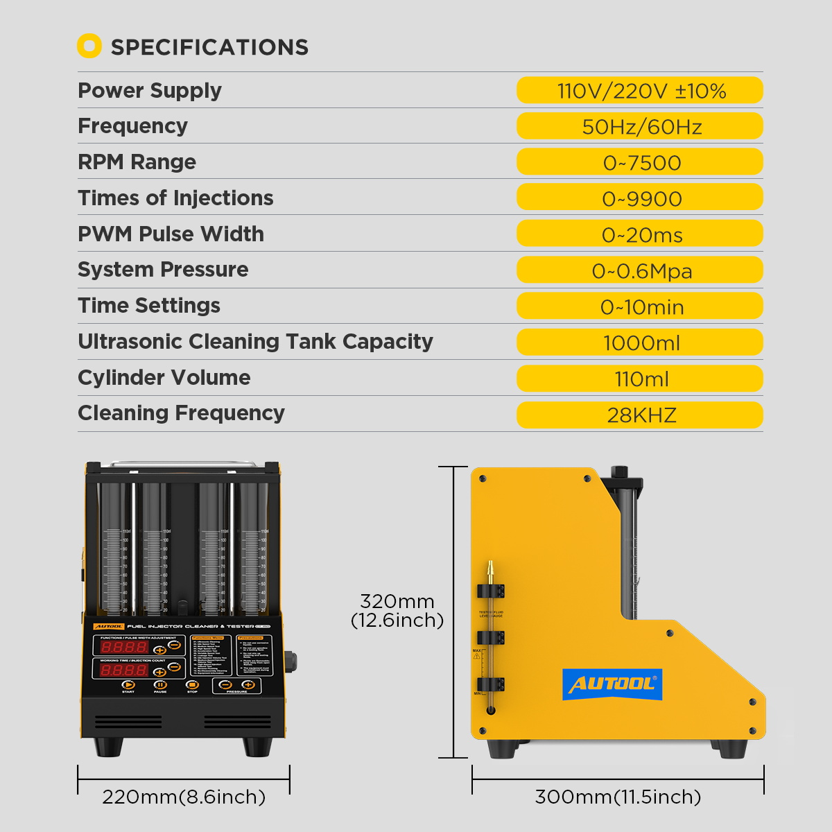 AUTOOL CT150 Fuel Injector Tester and Cleaner Machine
