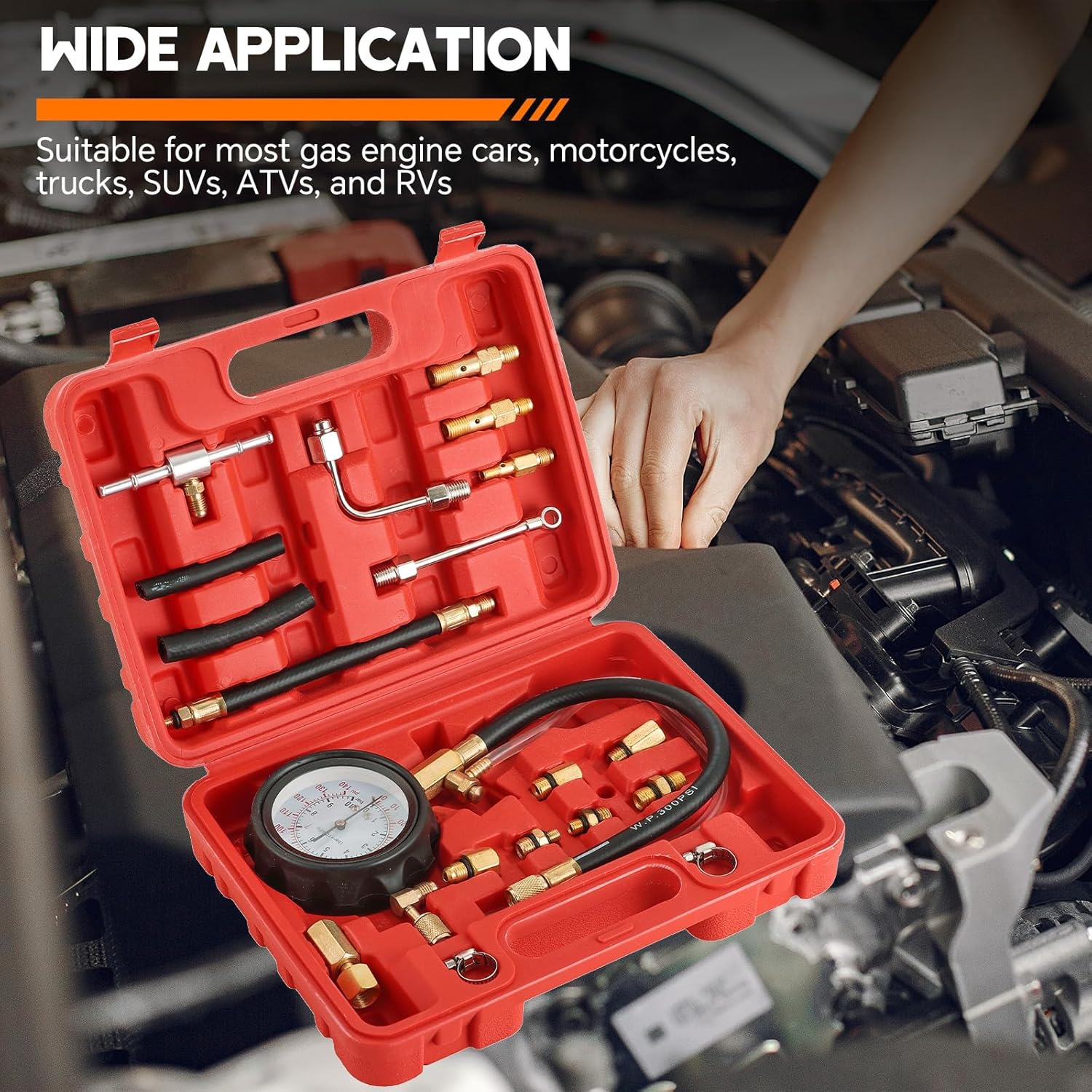 0-140PSI Fuel Pressure Gauge Kit | Fuel Injection Pump Pressure Tester Gauge Kit, TU-114 Oil Pressure Tester Tool for Motorcycles Cars Trucks