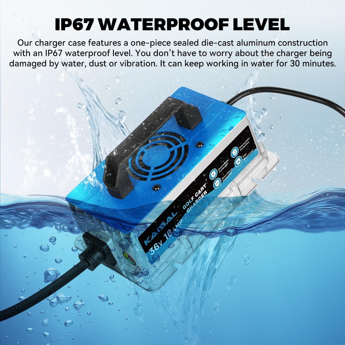 36 Volt 18A Golf Cart Battery Charger for EZGO Marathon Golf Carts IP67 Waterproof 36V EZGO Golf Cart Charger with Anderson SB-50 Plug, Trickle Charge, 5-7H Full Charge,16FT Cord for Lead Acid Battery