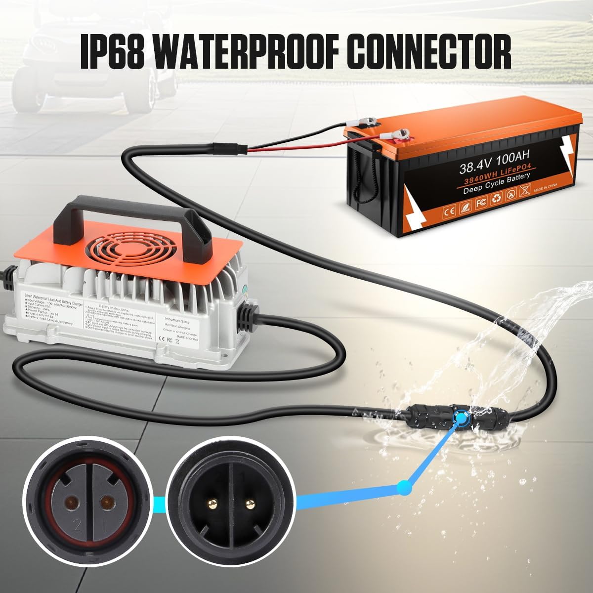 CMTOOL 36V 25A Lithium Battery Charger, 1250W 43.8V Fast Charging for Golf Carts