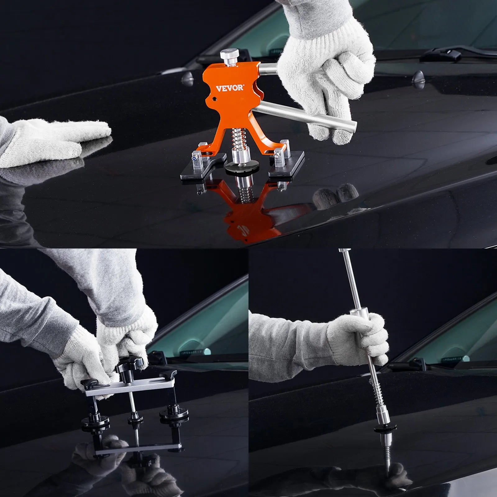 VEVOR 69 PCS Dent Repair Kit, Auto Car Body Paintless Dent Removal Tool Kit, Golden Lifter, Bridge Puller, Slide Hammer Tool Kit for Automobile Body, Washing Machine, Refrigerator