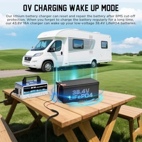 Lithium Battery Charger 36 Volt/43.8V 18A for 36V (38.4V) LiFePO4 Battery 0V