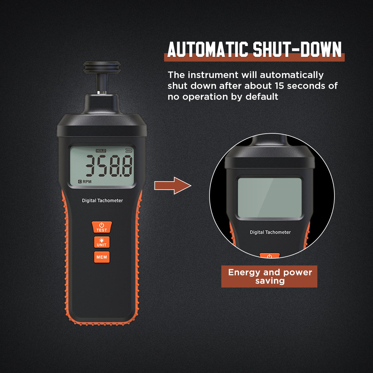 CMTOOL RPM Meter Digital Tachometer, 9.0-99999 RPM Gauge Kit, Handheld Contact and Non Contact Tachometer, High Precision