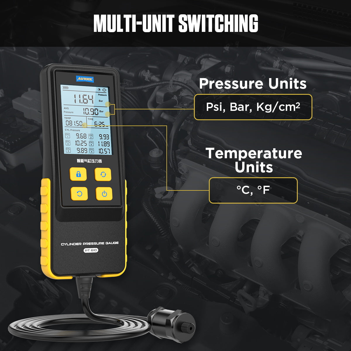 AUTOOL PT610 Cylinder Pressure Gauge Automotive Tool