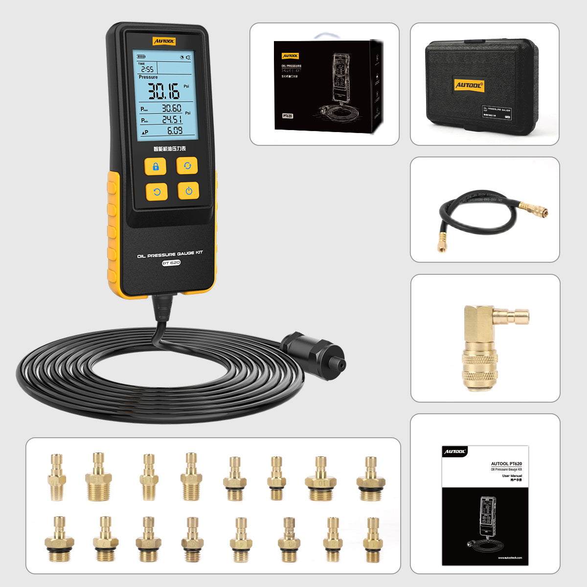 AUTOOL PT620 Engine Oil Pressure Gauge with Digital Display