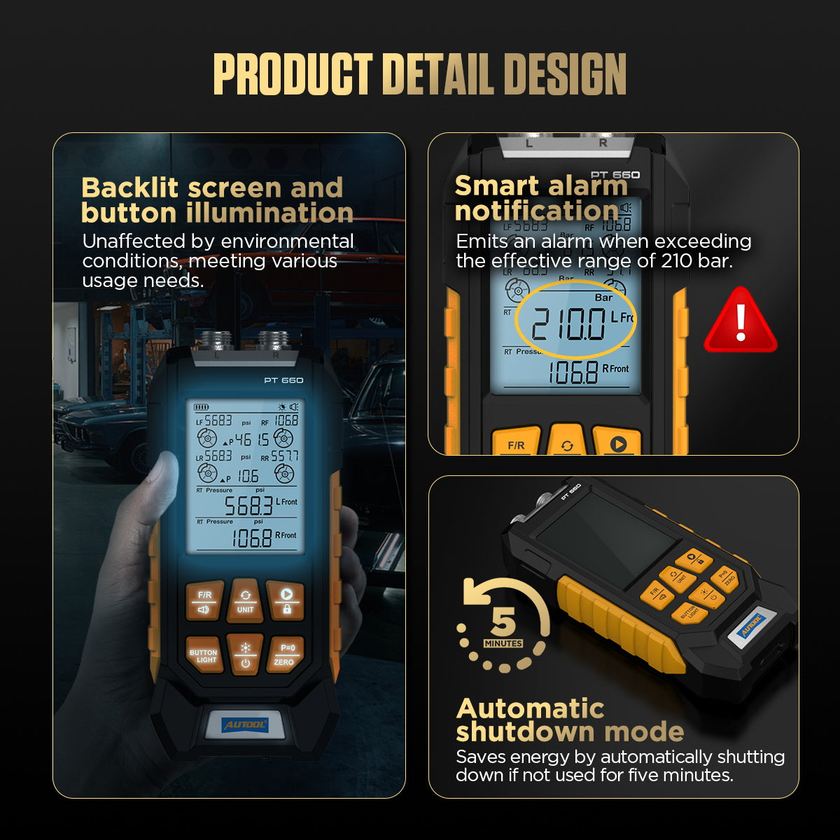 AUTOOL PT660 Brake Pressure Gauge Pressure Gauge