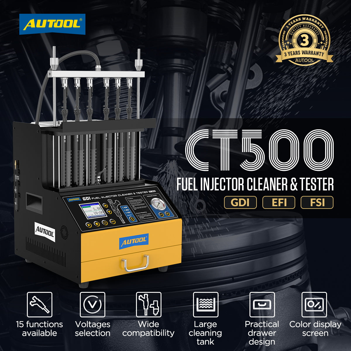 AUTOOL Automotive 6-Cylinder EFI,FSI,GDI Fuel Injector Cleaning Machine