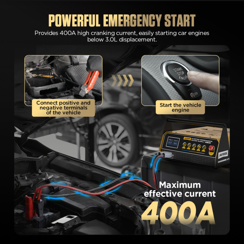AUTOOL EM365 Inverter Programming Power Supply, 150A Battery Charger Jump Starter
