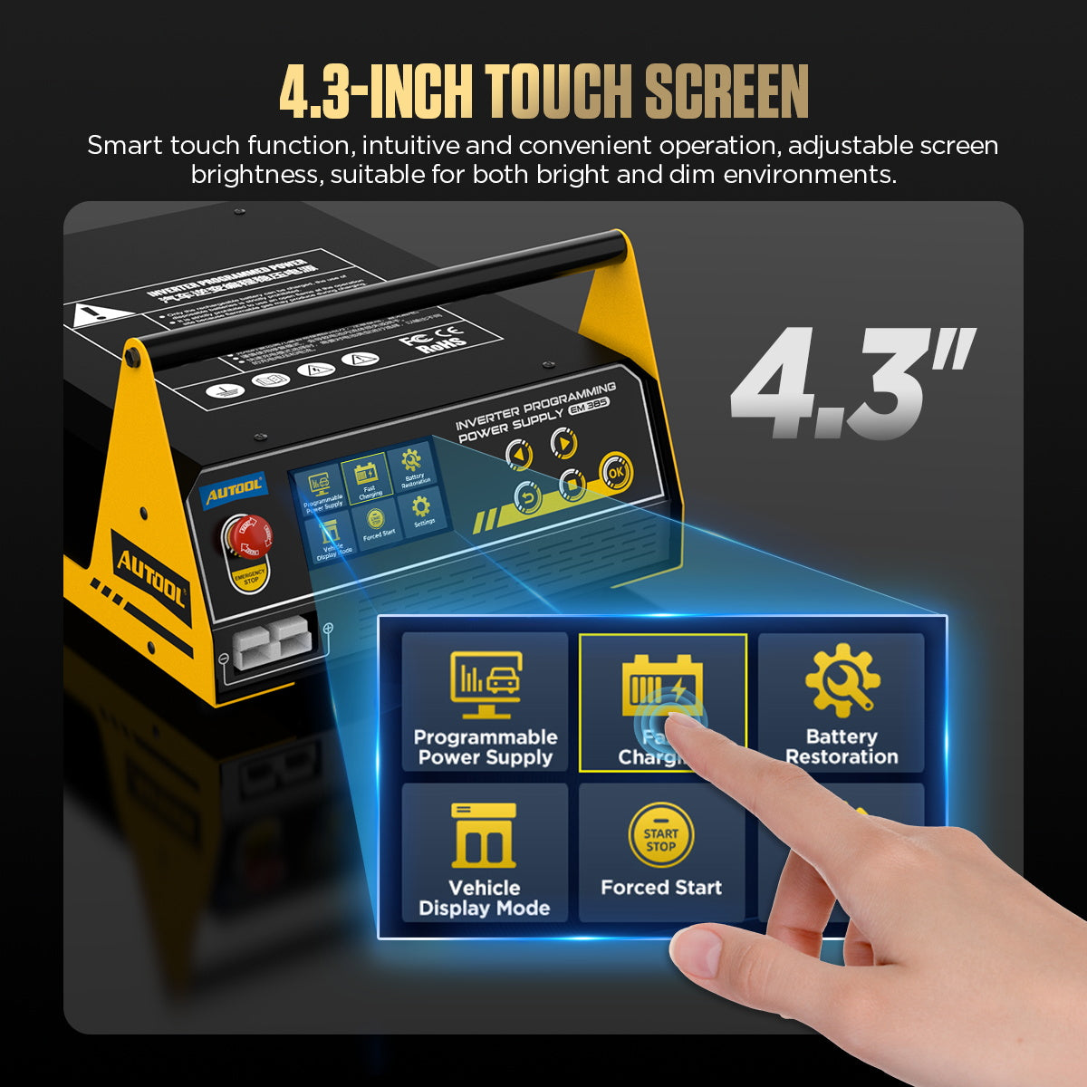 AUTOOL EM385 Power Inverter touch screen