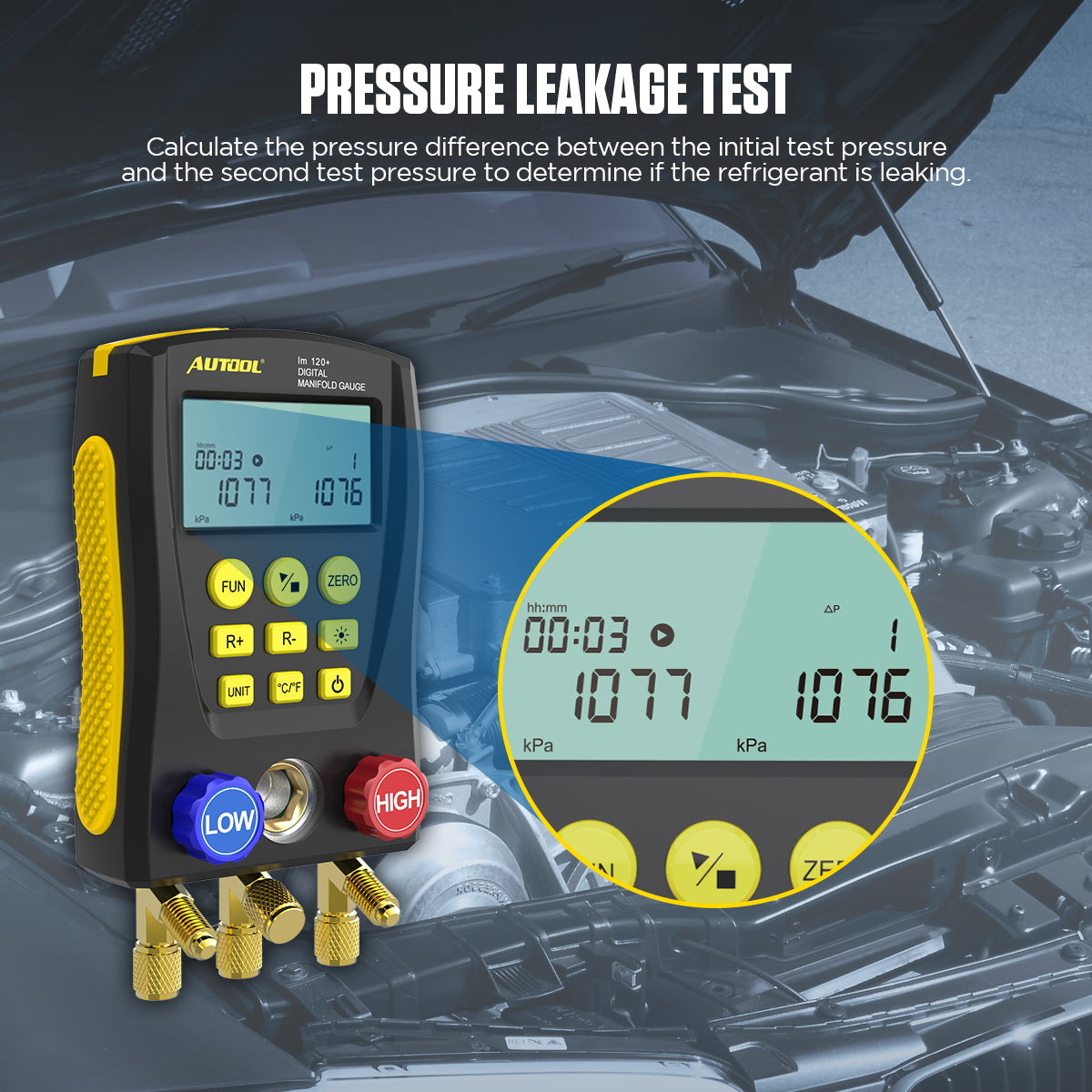 AUTOOL LM120 Upgrade AC Manifold Gauge Refrigerant Identifier