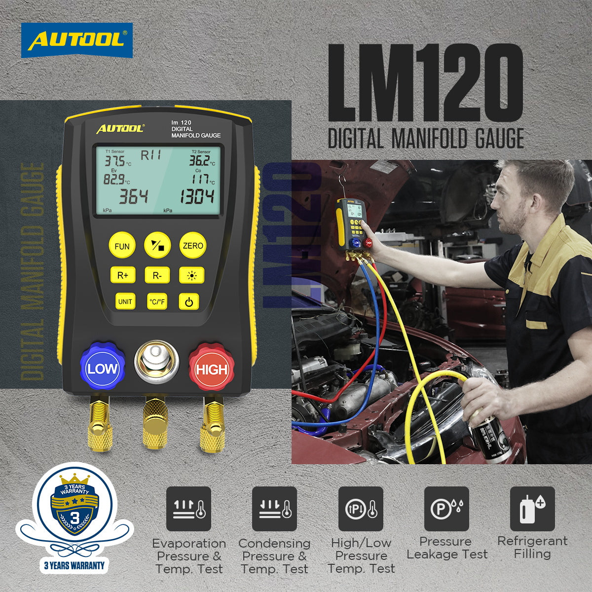 AUTOOL LM120 digital ac gauges