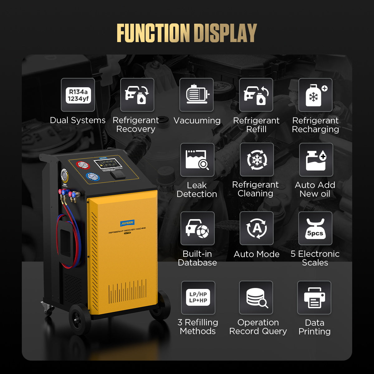 AUTOOL LM708 Refrigerant Leak Detector Function Display