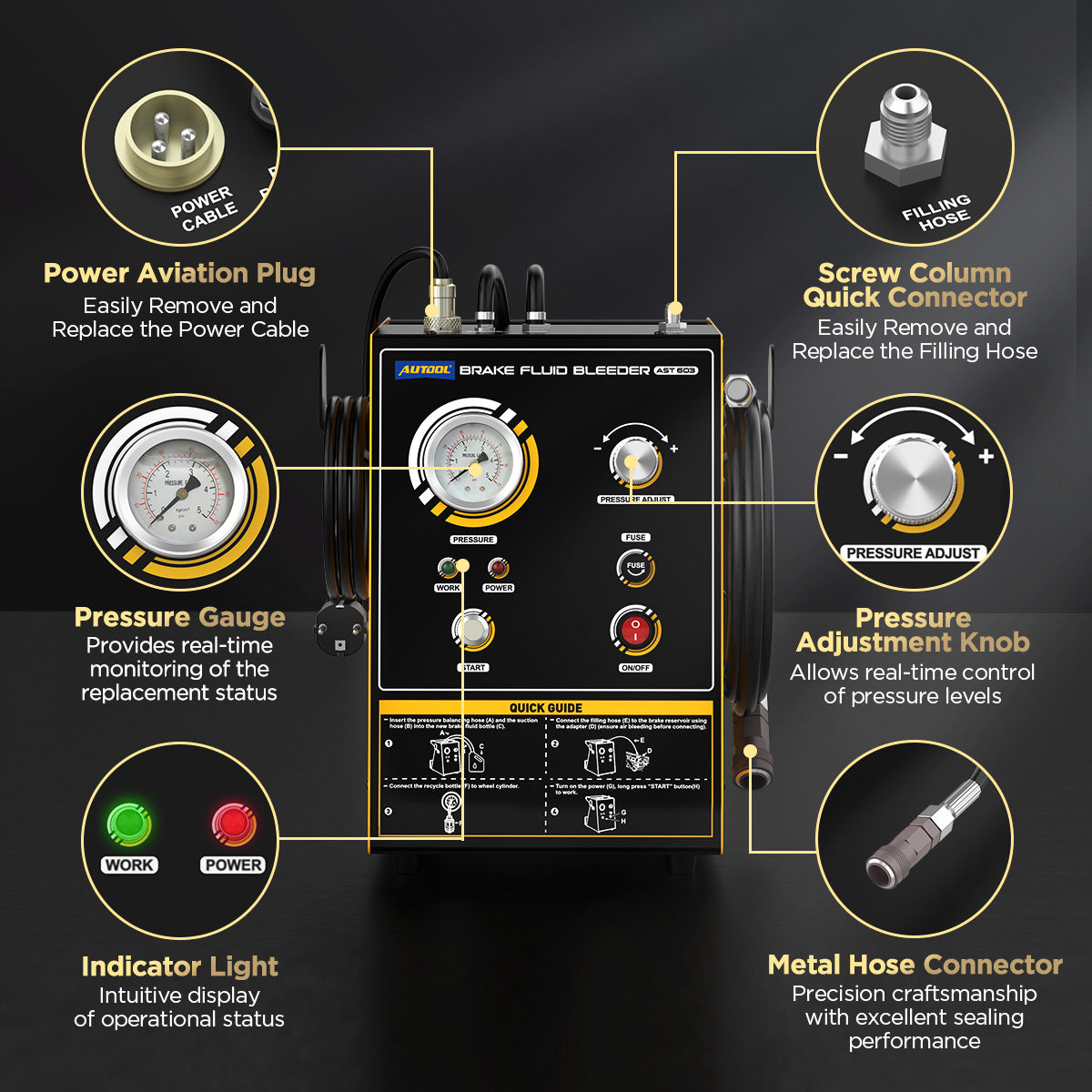 AUTOOL AST603 Automotive Brake Fluid Changer, Pulse 0.5-2.5bar