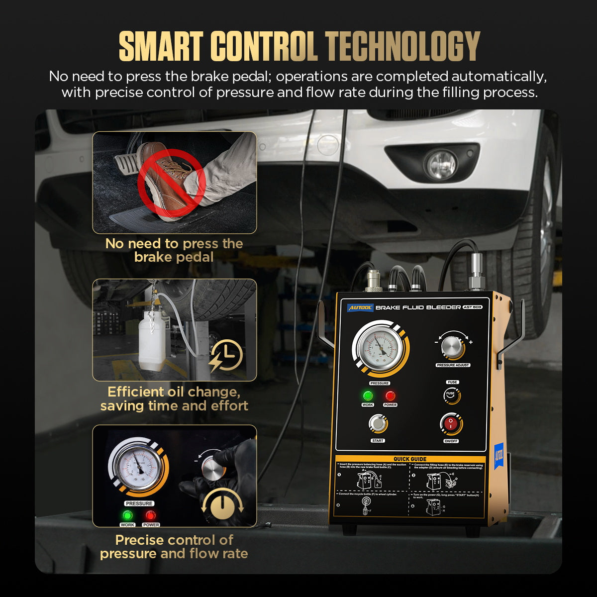 AUTOOL AST603 Automotive Brake Fluid Changer, Pulse 0.5-2.5bar