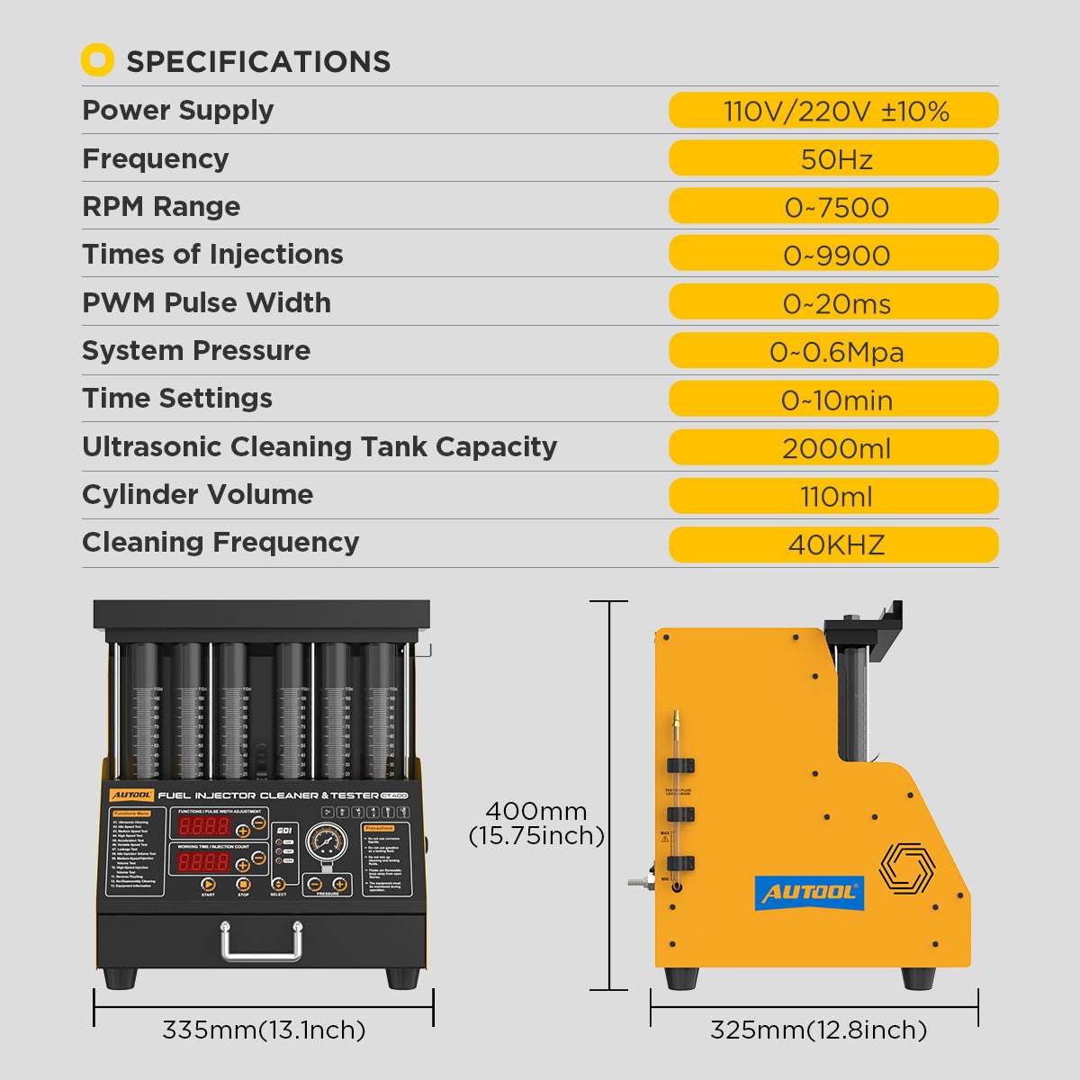 AUTOOL CT400 Fuel Injector Cleaner Tester