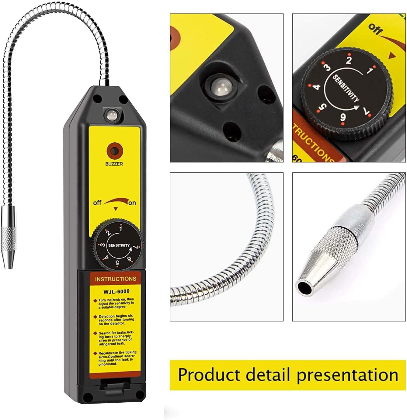 Freon Leak Detector Halogen Gas Sniffer Refrigerant AC Leak Tester R22 R410A R134A R1234YF
