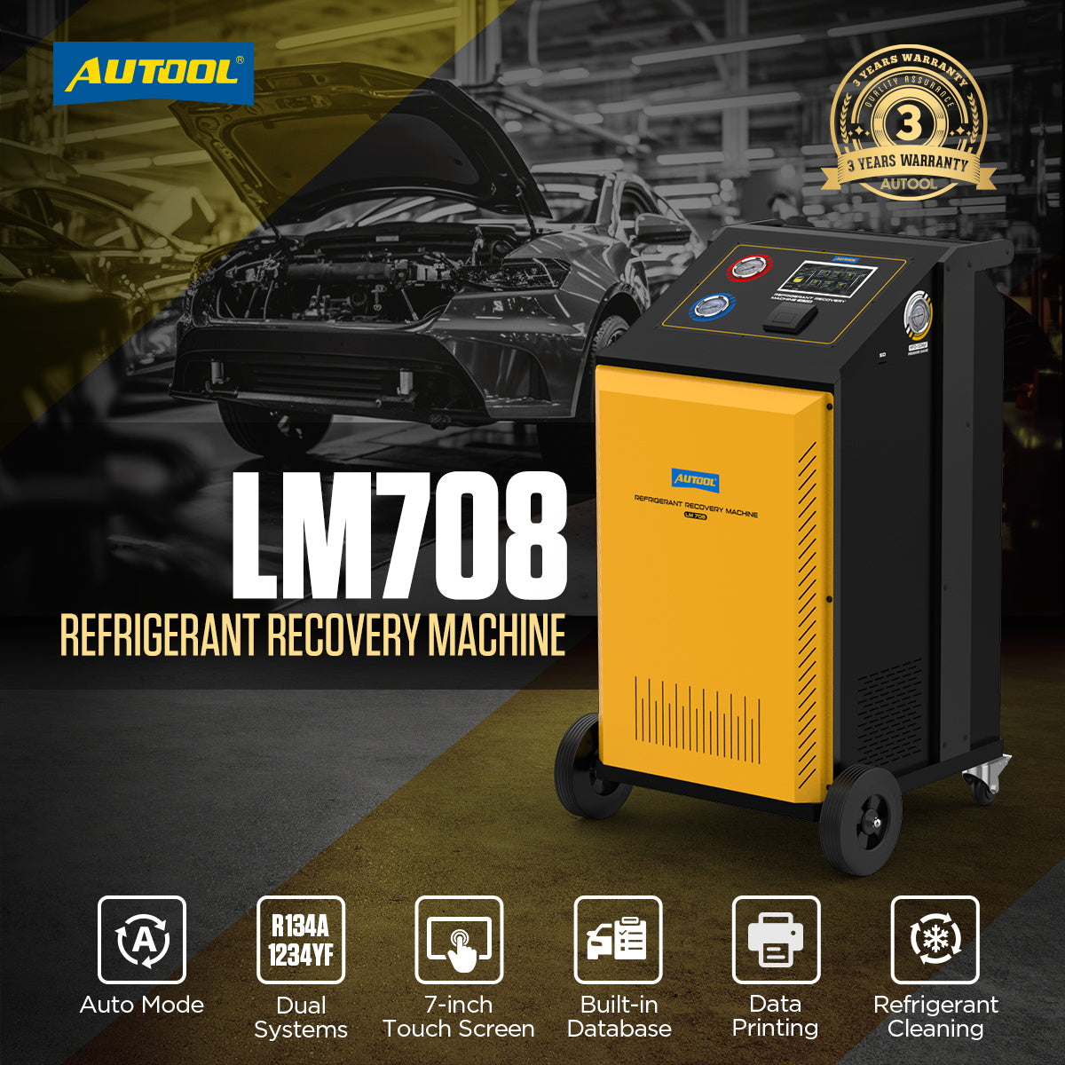 AUTOOL LM708 Automotive Refrigerant Freon Recovery Machine