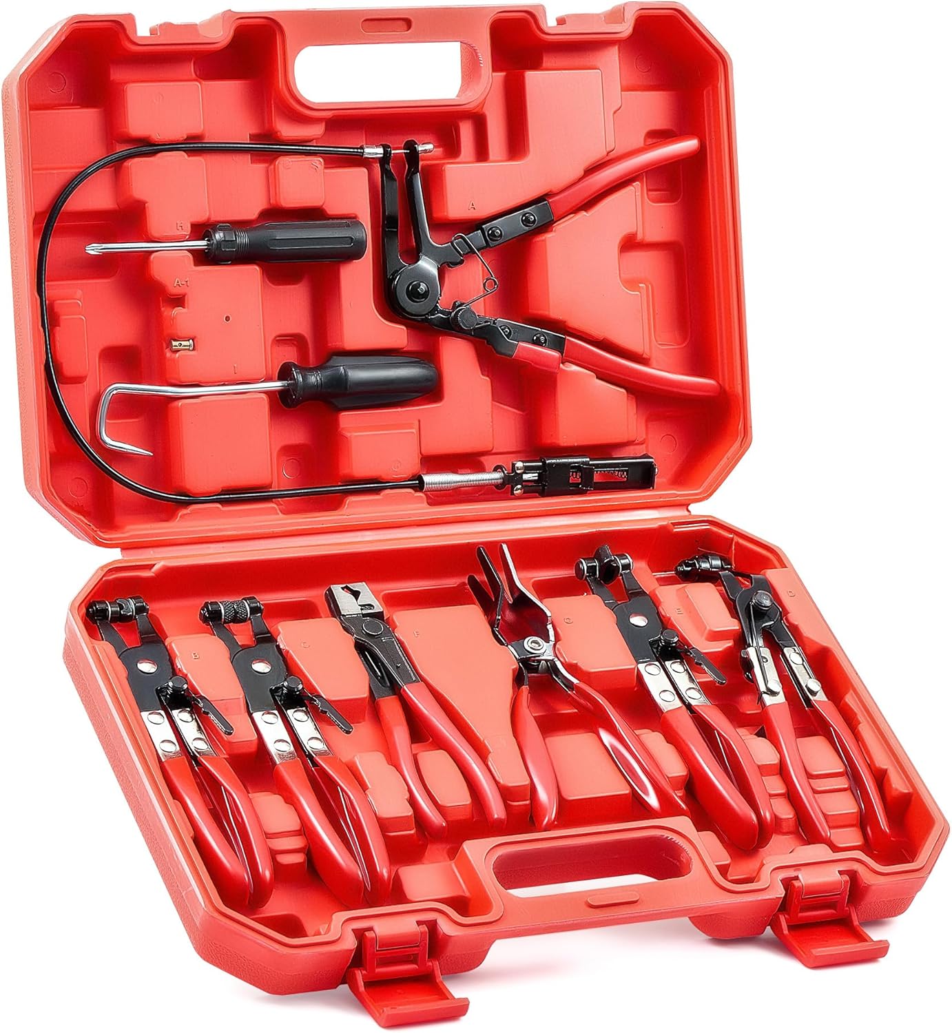 Orion Motor Tech Hose Clamp Pliers, Long Reach Wire Spring Hose Clamp Pliers Remover for Automotive Coolant Radiator Heater and Water Hose with Band Flat or Large Clamps