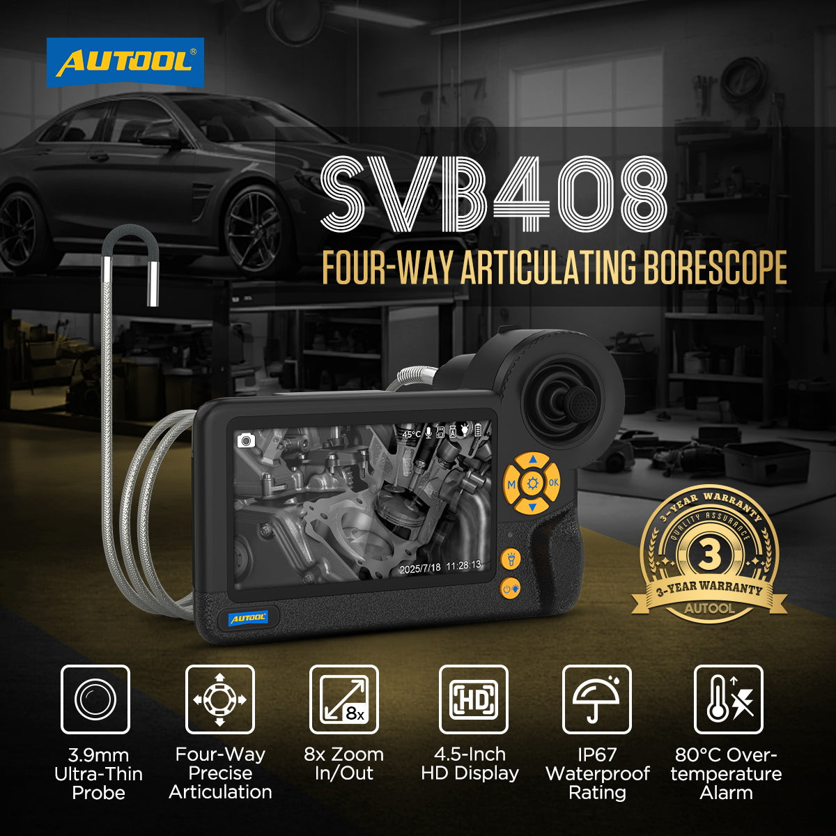 AUTOOL SVB408 Automotive Engine Borescope Camera