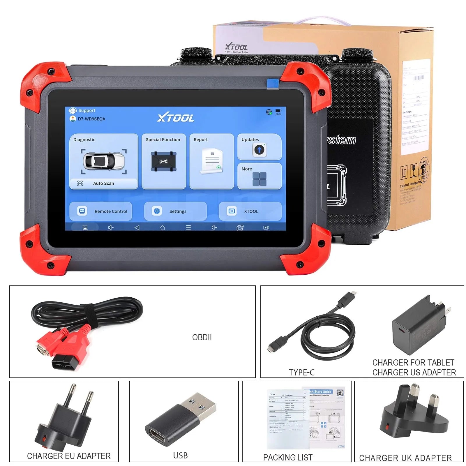 XTOOL D7 Automotive Diagnostic Tool Bi-Directional Support OE-Level Full System Scan, All Major Vehicles