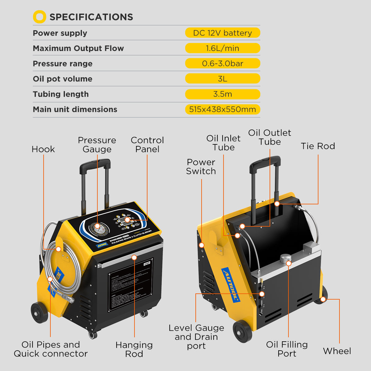 AUTOOL AST618 Brake Fluid Flush 4 Wheel Oil Change