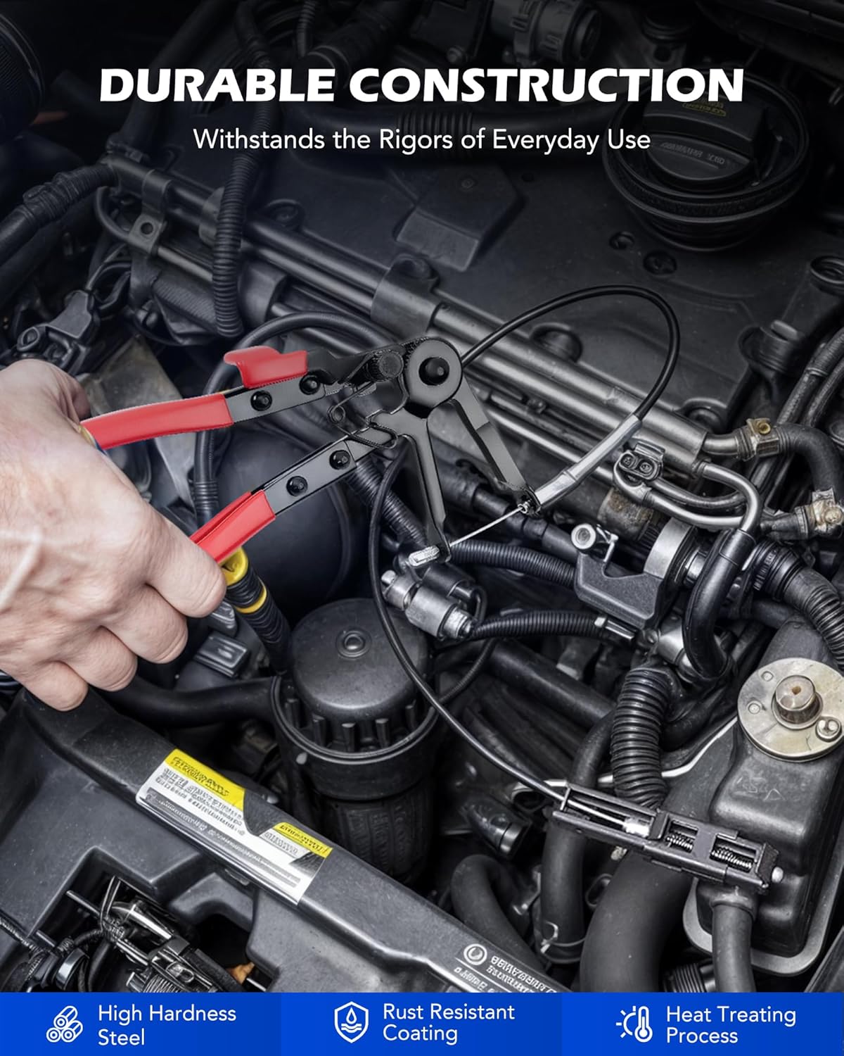 Orion Motor Tech Hose Clamp Pliers, Long Reach Wire Spring Hose Clamp Pliers Remover for Automotive Coolant Radiator Heater and Water Hose with Band Flat or Large Clamps