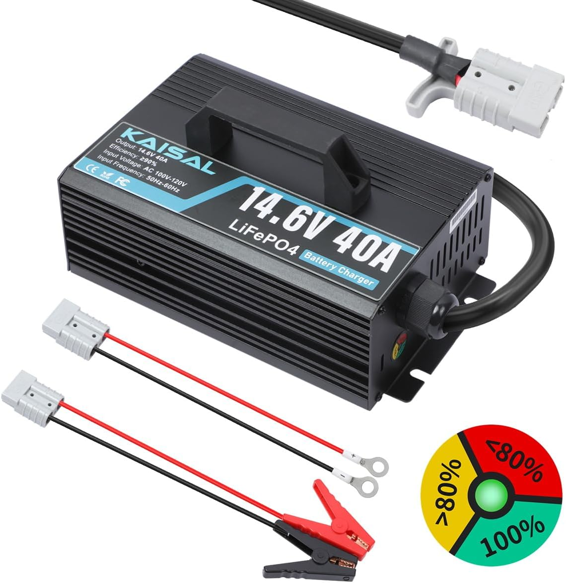 KAISAL 24V 20A Lithium Battery Charger for LiFePO4 - 29.2V with Wake-Up Function, 3 Connectors for RV, Boat, Truck, Marine & Solar Applications