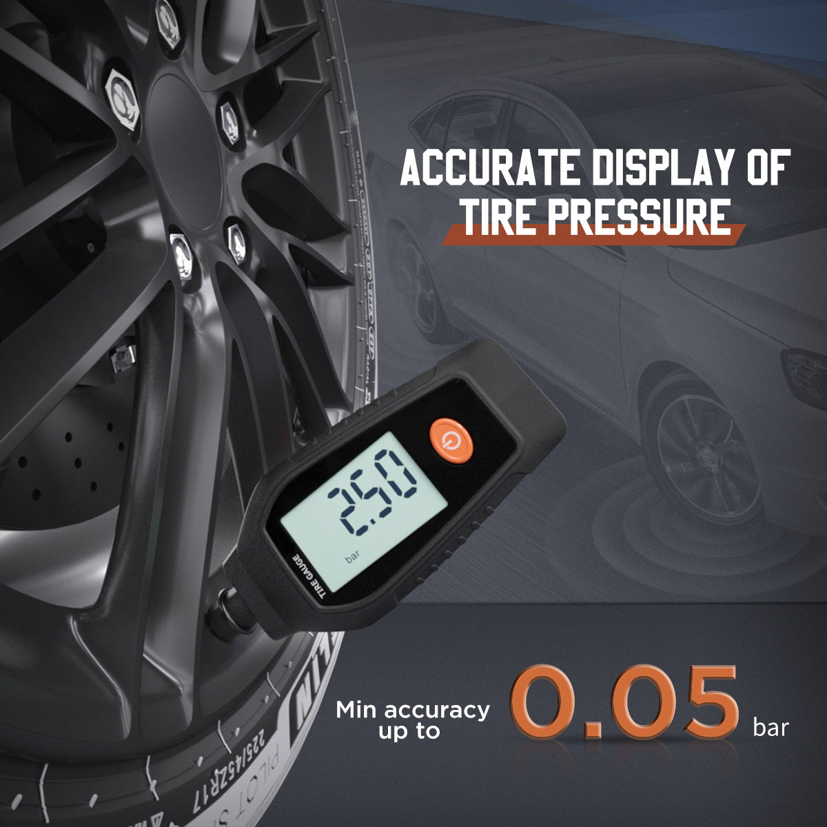 Digital Tyre Pressure Gauge 7.5~99PSI Tyre Depth Gauge Thread Checker 0~15mm