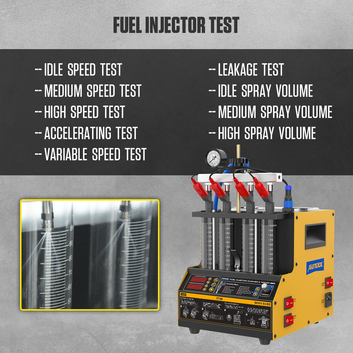 AUTOOL CT160 Fuel Injector Tester & Heating Ultrasonic Cleaner Machine