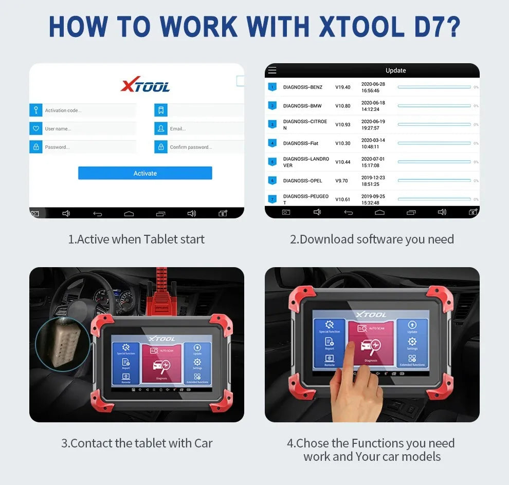 XTOOL D7 Automotive Diagnostic Tool Bi-Directional Support OE-Level Full System Scan, All Major Vehicles