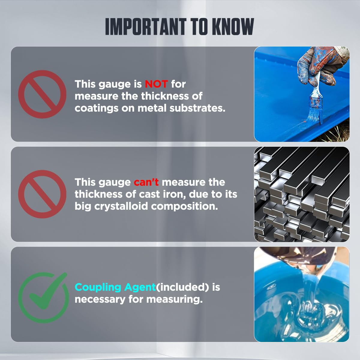 Ultrasonic Thickness Gauge Industrial Range 0.04-15.75"(1-400mm) for All Materials, Steel, Plastic, Glass, Aluminum, Copper, Metal Thickness Tester, 2.4" LCD Display (All Materials)