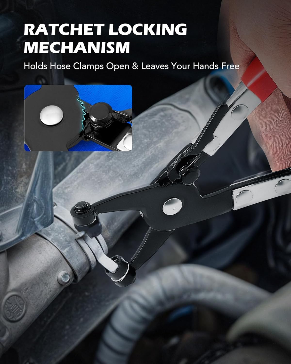 Orion Motor Tech Hose Clamp Pliers, Long Reach Wire Spring Hose Clamp Pliers Remover for Automotive Coolant Radiator Heater and Water Hose with Band Flat or Large Clamps