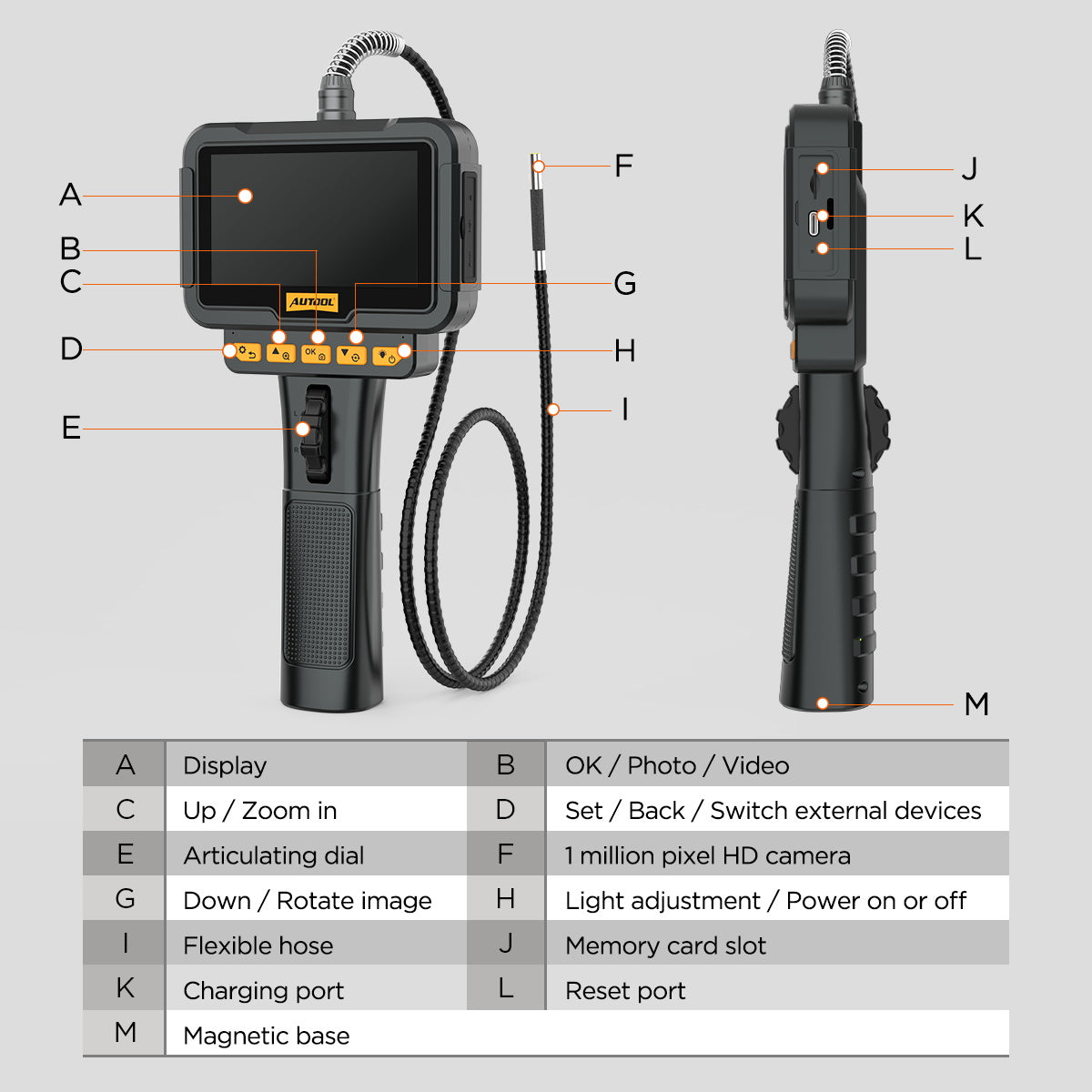 AUTOOL SVB208 HD Automotive Borescope Camera