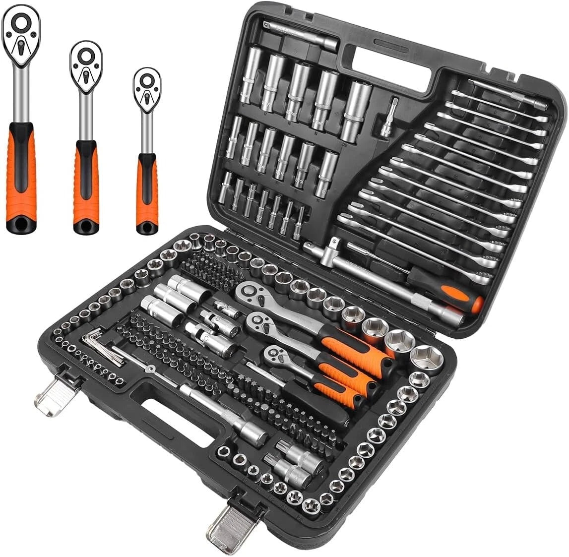219PCS Steel Mechanics Tool Set Socket Wrench Kit For Auto Repair. Home, Garage