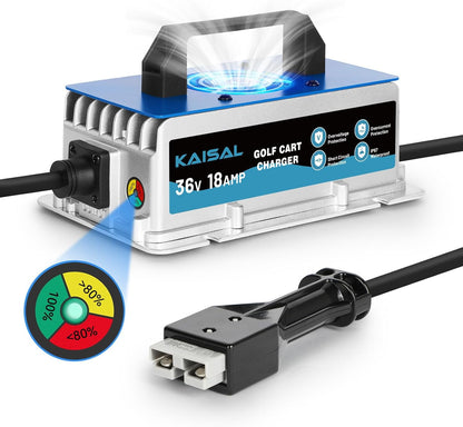 36 Volt 18A Golf Cart Battery Charger for EZGO Marathon Golf Carts IP67 Waterproof 36V EZGO Golf Cart Charger with Anderson SB-50 Plug, Trickle Charge, 5-7H Full Charge,16FT Cord for Lead Acid Battery