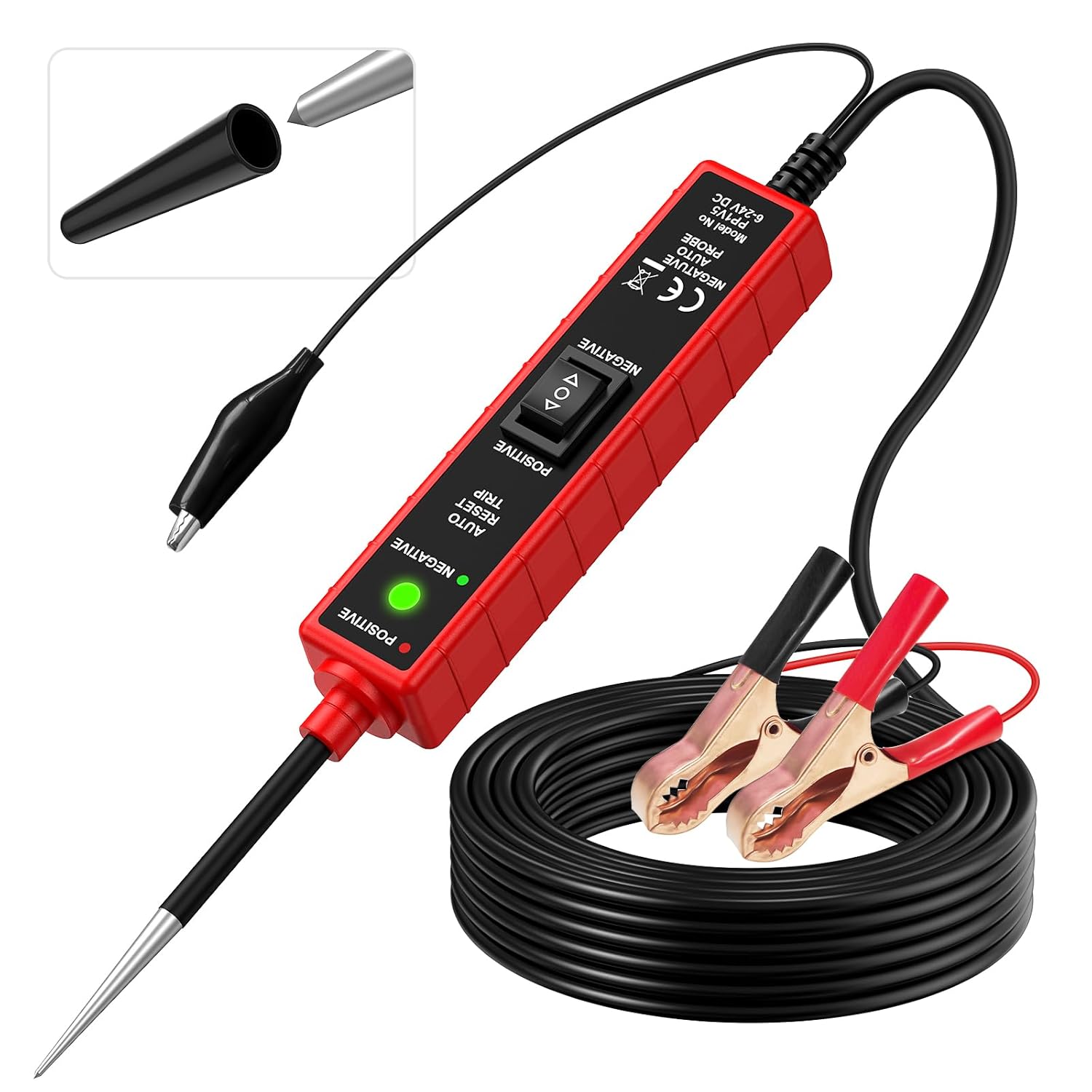 Power Circuit Probe Tester, 6-24V DC Automotive Test Light 12 Volt with 13 ft Leads Circuit Tester Breake Finder for Continuity Testing for Car SUV Truck
