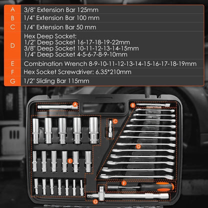 219PCS Steel Mechanics Tool Set Socket Wrench Kit For Auto Repair. Home, Garage