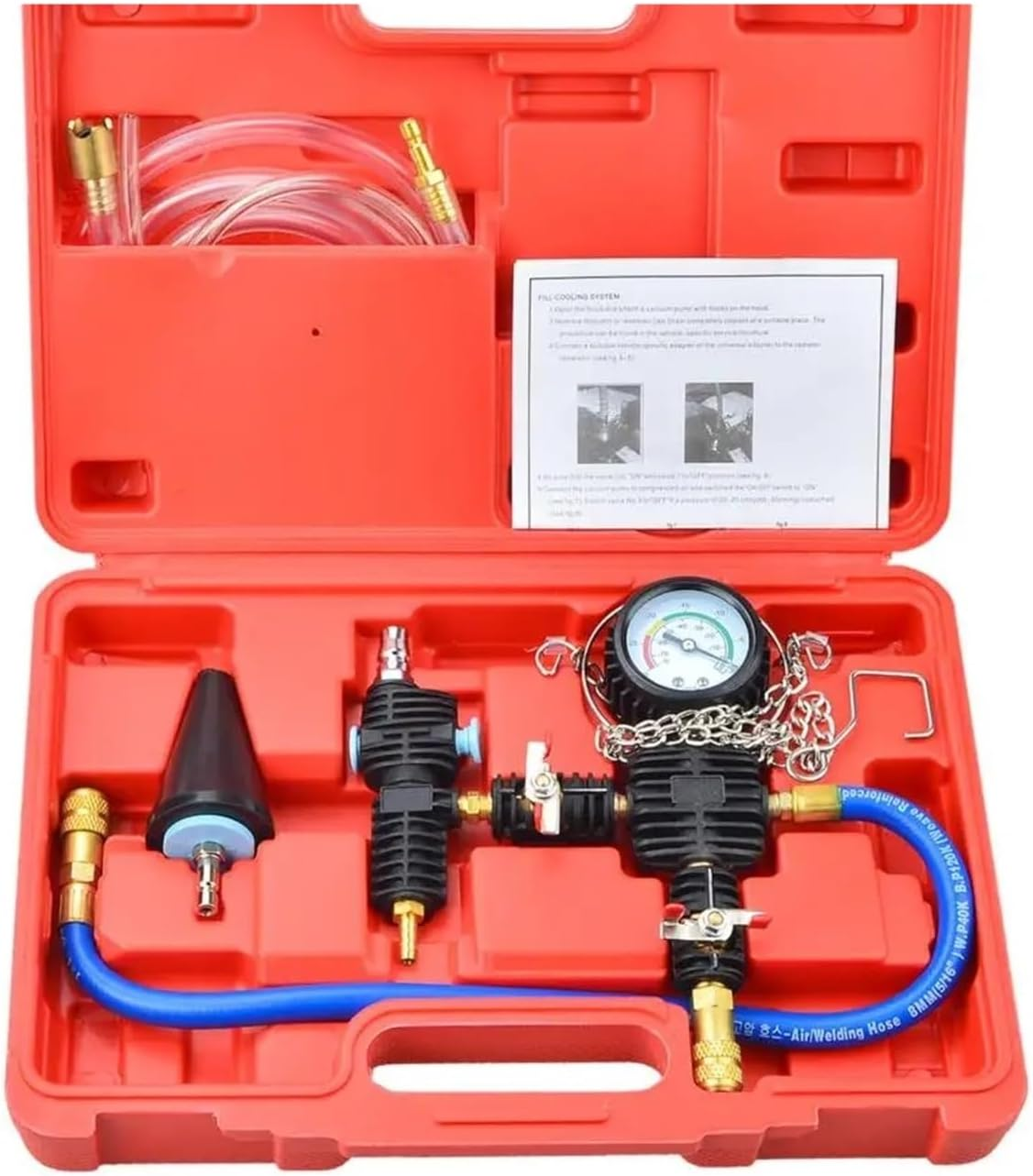 3Pc Automotive Cooling System Vacuum Refill Pump Kit, Radiator Coolant Antifreeze Injector Tool
