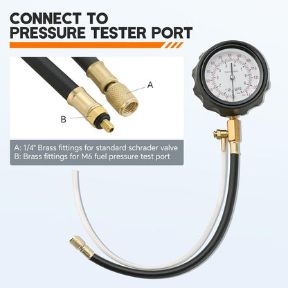 0-140PSI Fuel Pressure Gauge Kit | Fuel Injection Pump Pressure Tester Gauge Kit, TU-114 Oil Pressure Tester Tool for Motorcycles Cars Trucks
