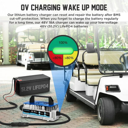 Lithium Battery Charger 48 Volt 18A for Golf Cart, Forklift, Electric Outboard