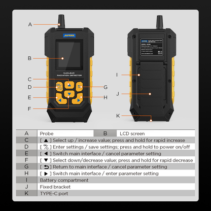 AUTOOL ND300 Geiger Counter Nuclear Radiation Detector Portable Handheld Beta Gamma X-ray