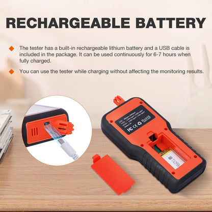 CMTOOL Air Quality Monitor Indoor Air Quality Meter, Air Quality Tester Sensor, Carbon Dioxide Formaldehyde Detector, Home Air Test Kit HCHO TVOC CO2 Monitor with Rechargeable Battery