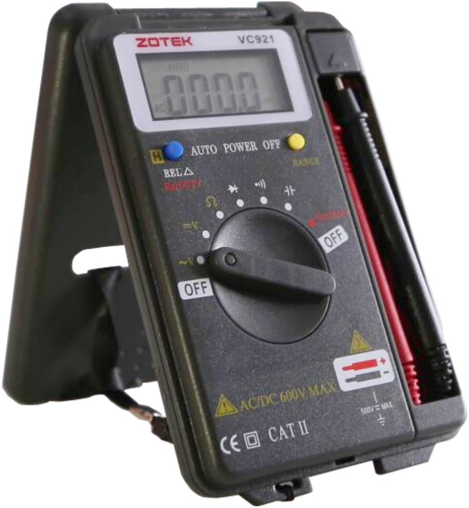 Digital Multimeter, Auto Ranging Pocket Digital Multimeter Digital Multi Tester - AC DC Voltage DC Current Resistance Diodes Capacitance Transistor Measuring Instrument (VC921)