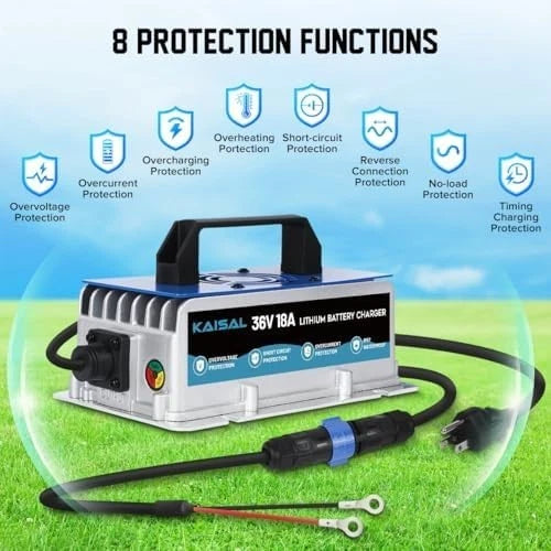 Lithium Battery Charger 36 Volt/43.8V 18A for 36V (38.4V) LiFePO4 Battery 0V