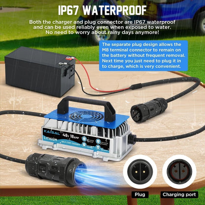 Lithium Battery Charger 48 Volt 18A for Golf Cart, Forklift, Electric Outboard