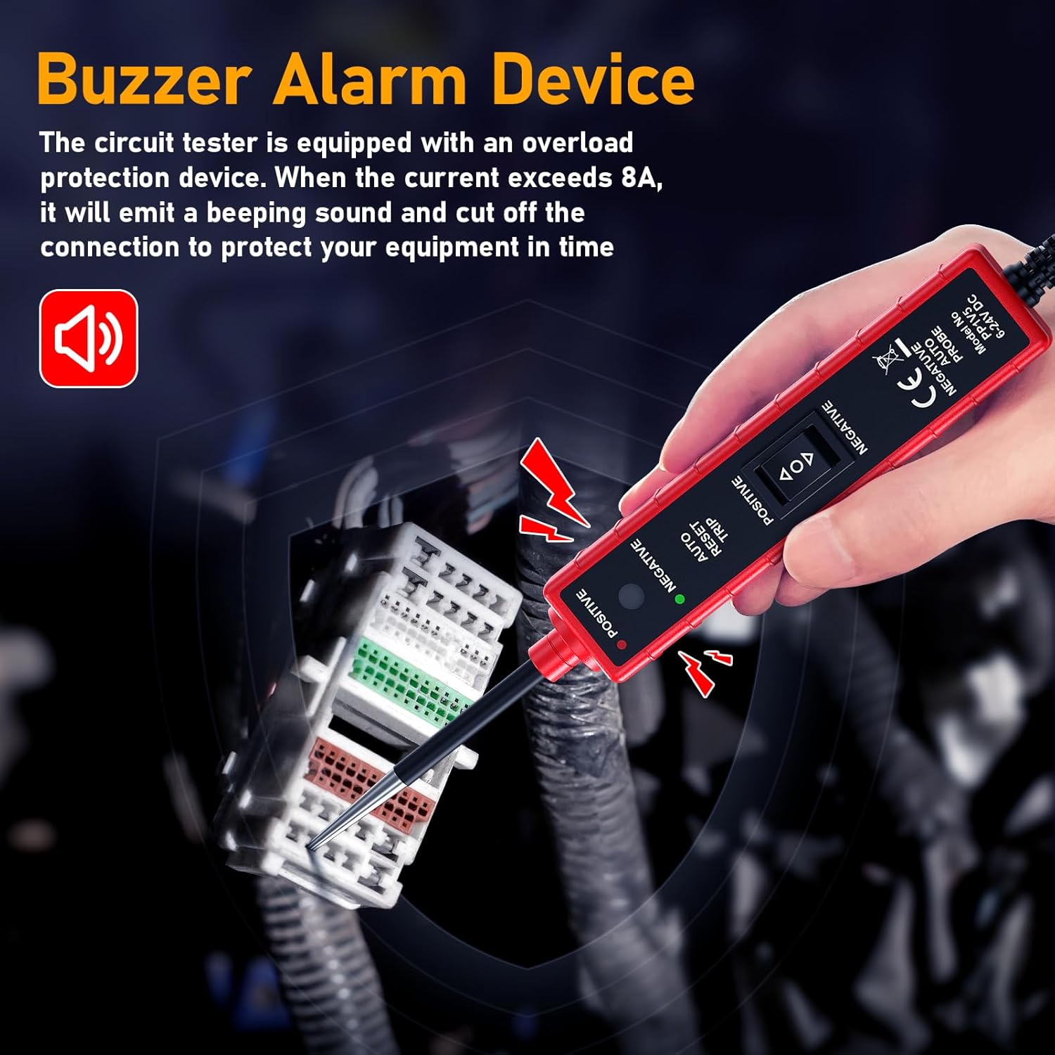 Power Circuit Probe Tester, 6-24V DC Automotive Test Light 12 Volt with 13 ft Leads Circuit Tester Breake Finder for Continuity Testing for Car SUV Truck