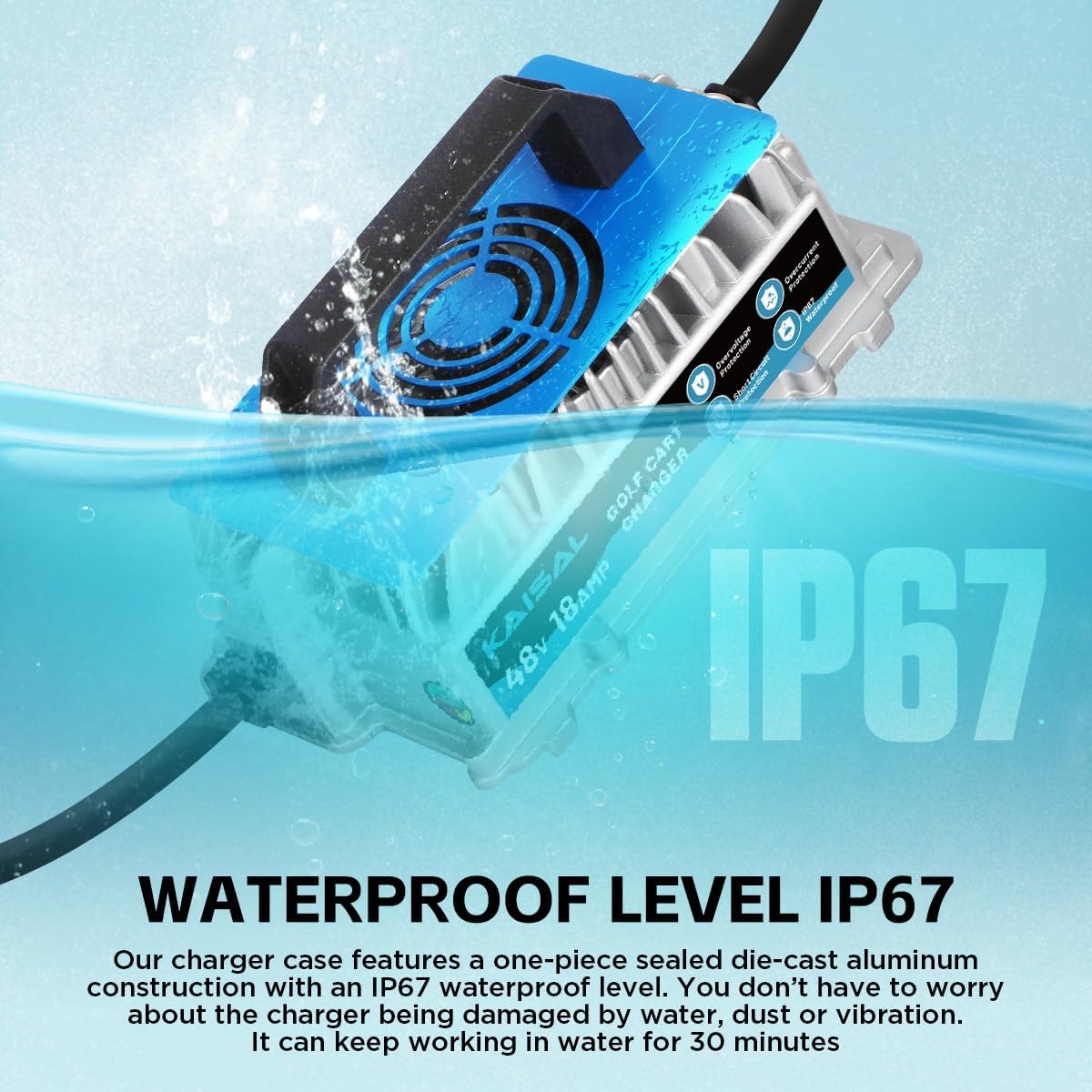 Club Car Charger 48V 18A Smart 1250W Golf Cart Battery Charger 48 Volt, IP67 Waterproof Trickle Charger, 4-6 hrs Full Charge, 16FT Cable, for All Years 48V Club Car Golf Cart 48 Volt Lead-Acid Battery